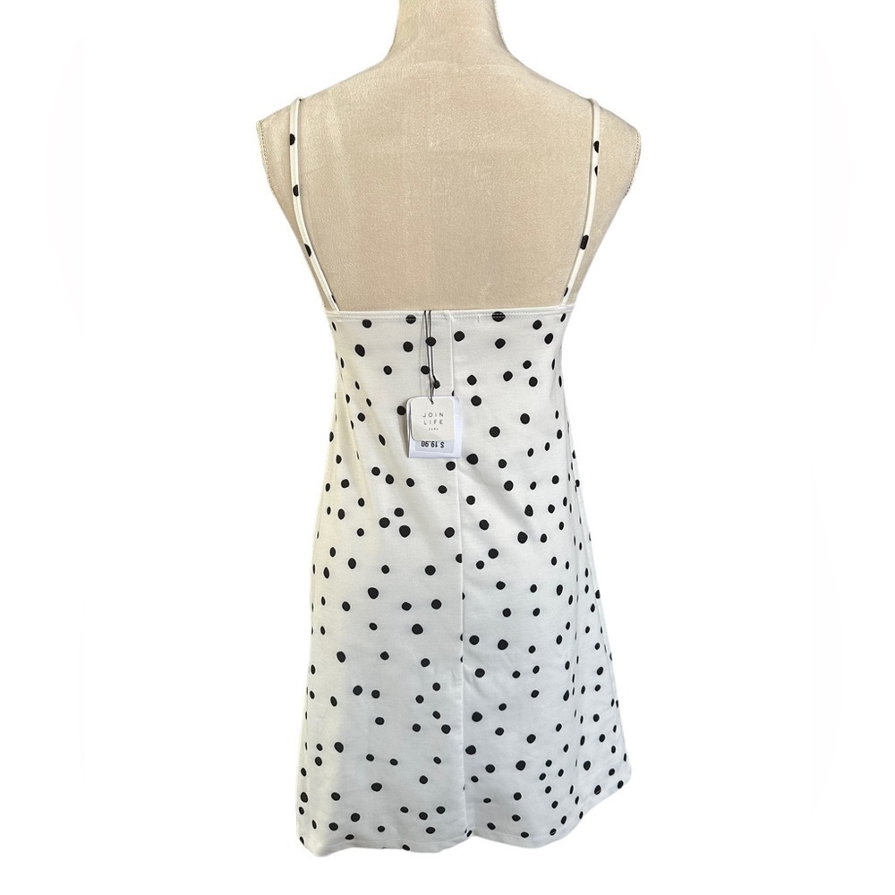Zara white black polka dot spaghetti strap mini dress - Picture 4 of 5